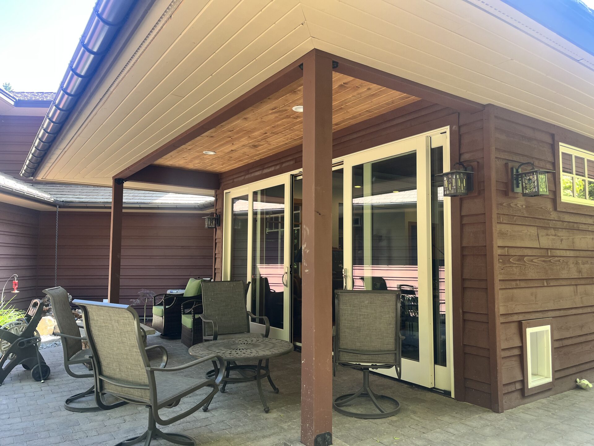 Wood patio cover deck staining Coeur d'Alene Idaho by Donner Painting