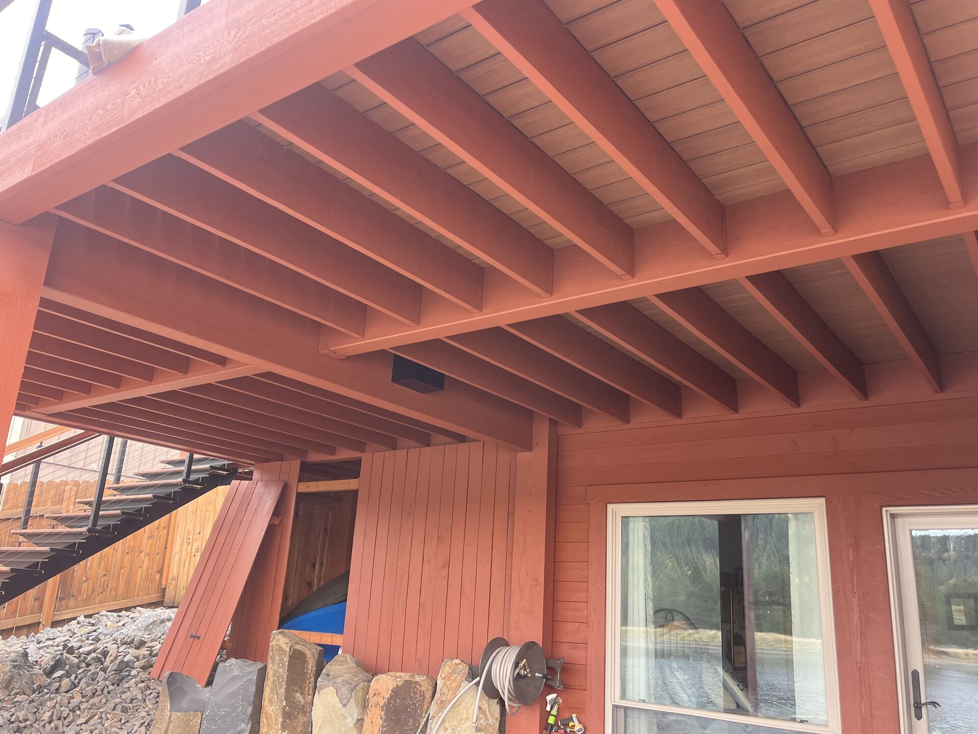 Log cabin full front exterior painting Coeur d'Alene Idaho by Donner Painting