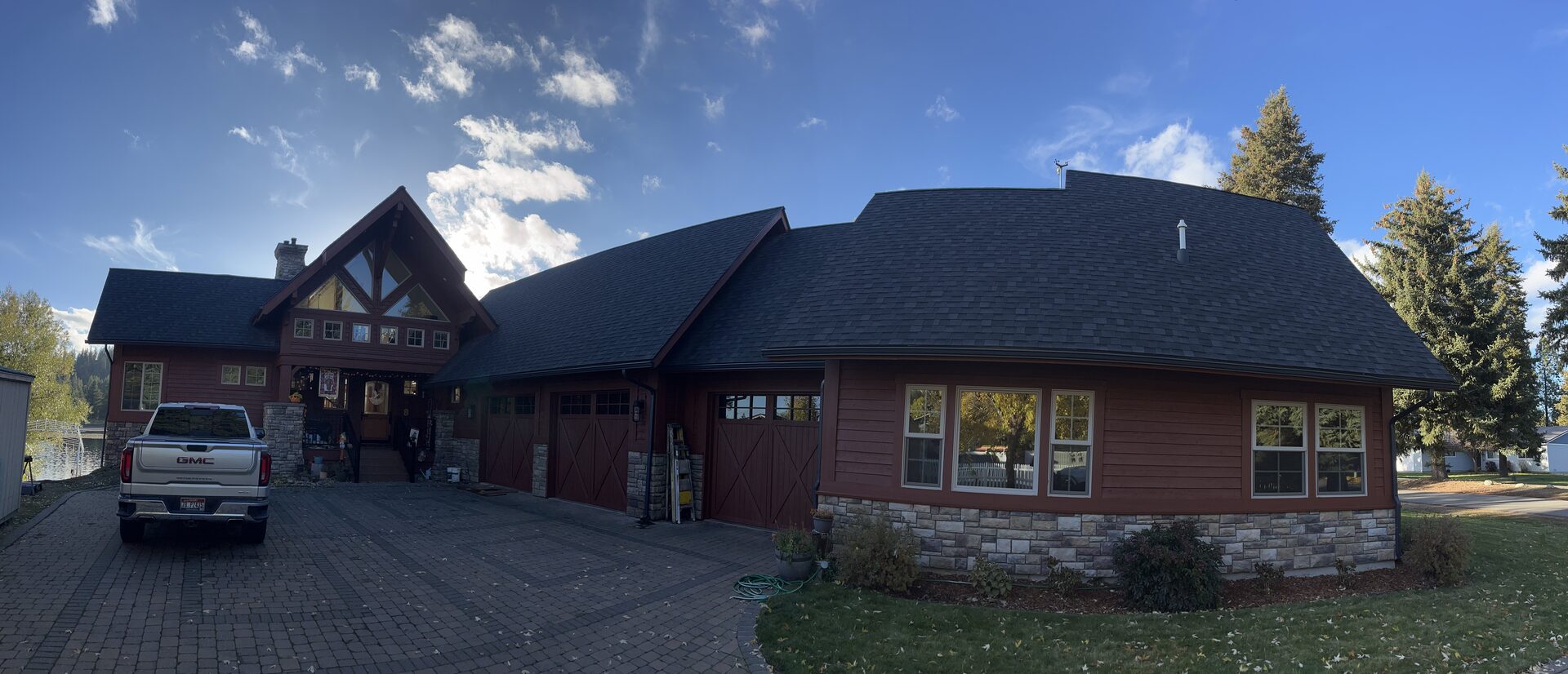 Painted deck underside detail exterior painting North Idaho log home